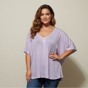 REITMANS Signature Purple/Mauve Angel Sleeve  T-Shirt with Bow Tie back